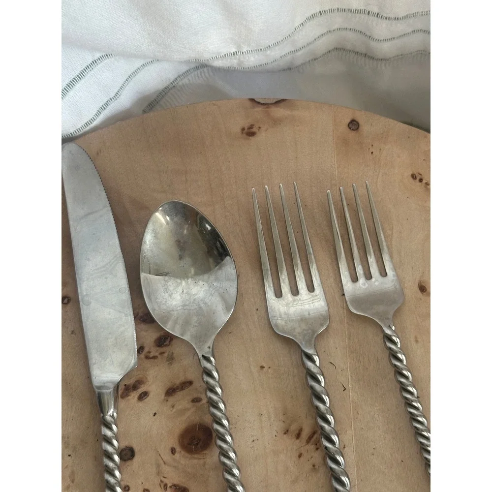 Maroc by World Market Twisted Treble Clef Flatware Set 11 Pieces Stainless Steel